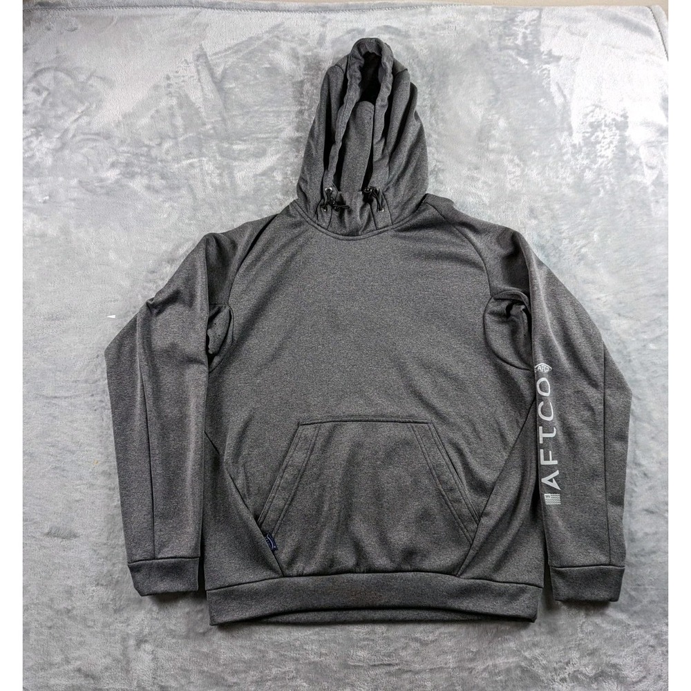 AFTCO Reaper Hoodie Mens Small Gray Performance Sweatshirt Fishing Outdoors